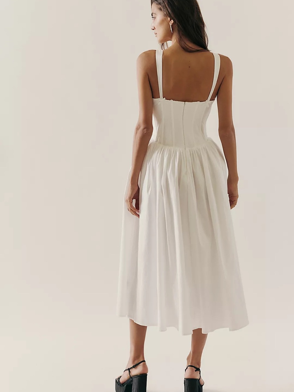 $589 NWT For Love And Lemons “Antoinette” Taffeta Midi Dress in White Sz 8 - Picture 2 of 12